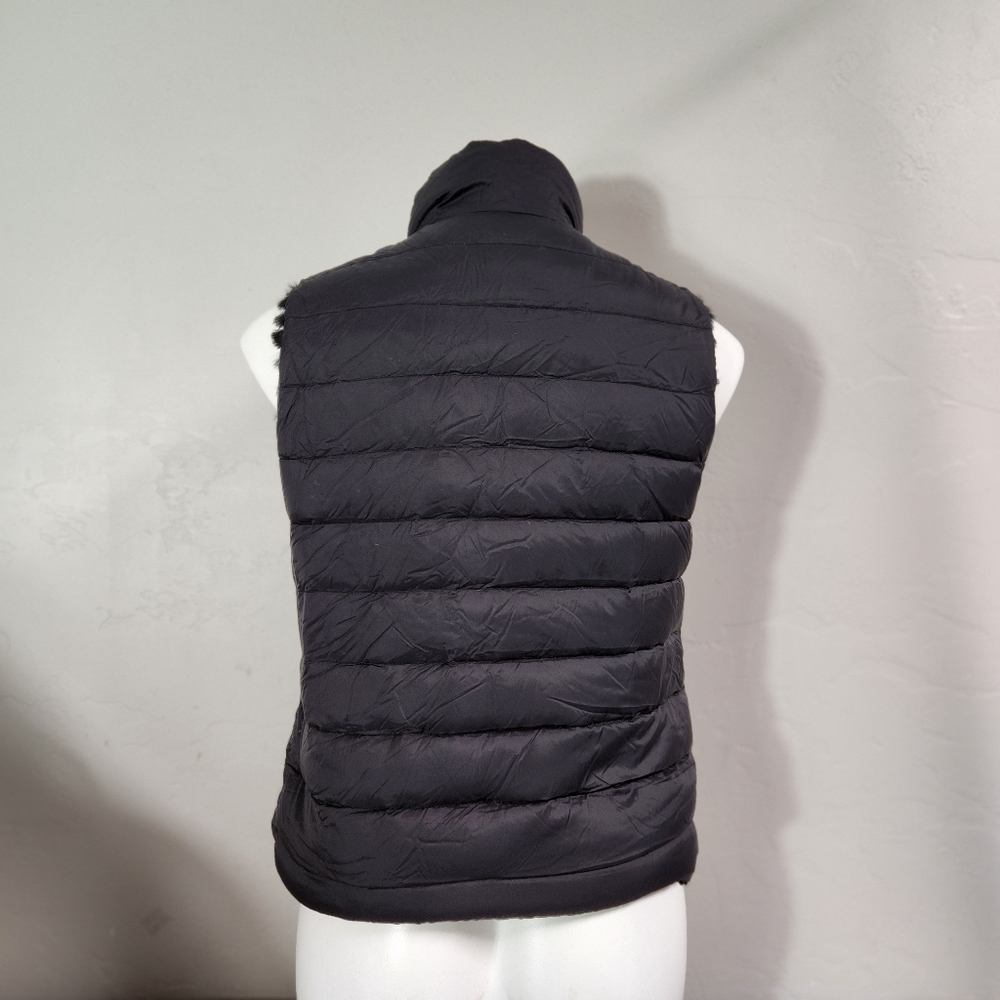 Athabasca Black Black Vest S Reversible Rabbit Fur Full Zip Down Feather Soft - Picture 11 of 14